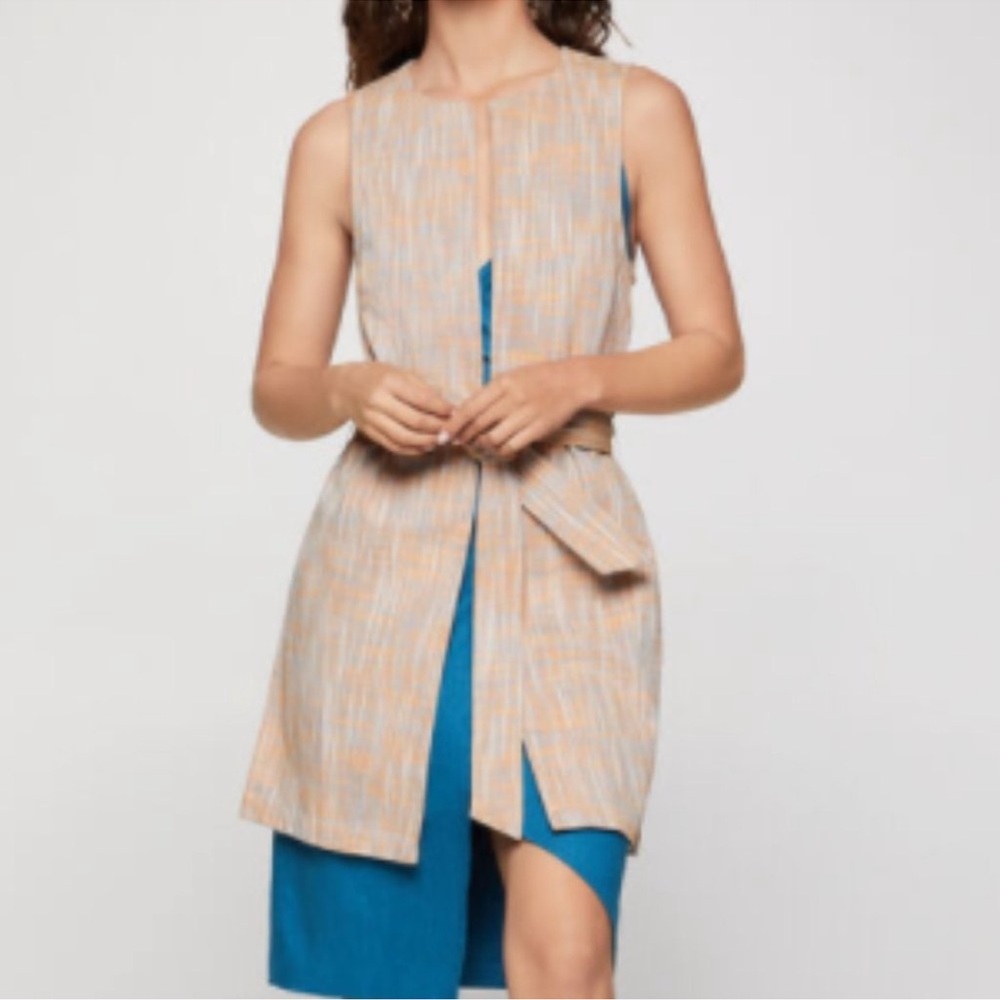 BCBGeneration Basket Weave Tie Waist Vest Dress